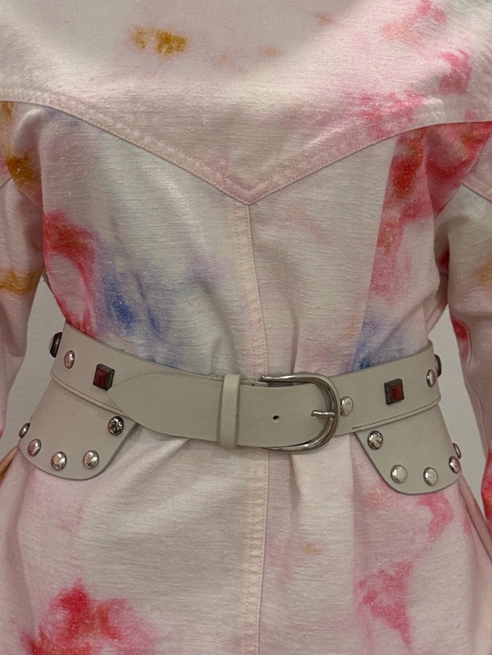 Isabel Marant Ivory Studded Leather Corset Waist Belt Size M NEW